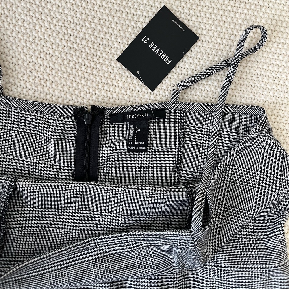 Black and White Plaid Cami Dress